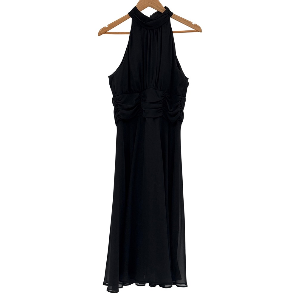 Connected Apparel Dress Formal Women 12โ Black Long High Neck Chiffon Sleeveless